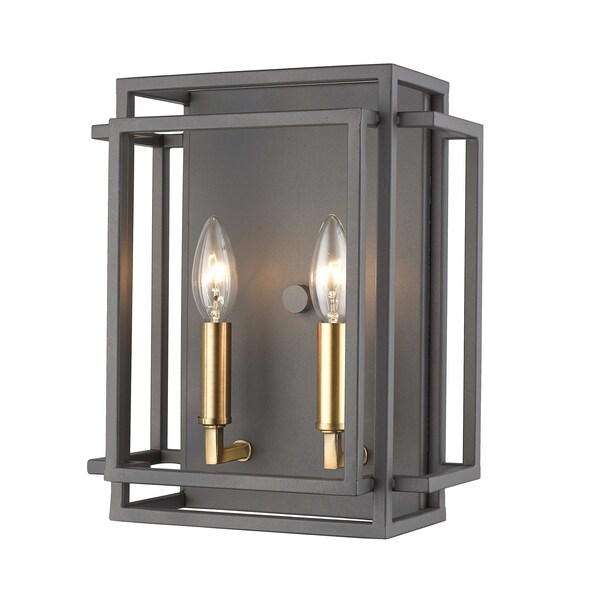 Z-Lite Titania 2 Light Wall Sconce, Bronze + Olde Brass 454-2S-BRZ-OBR - main